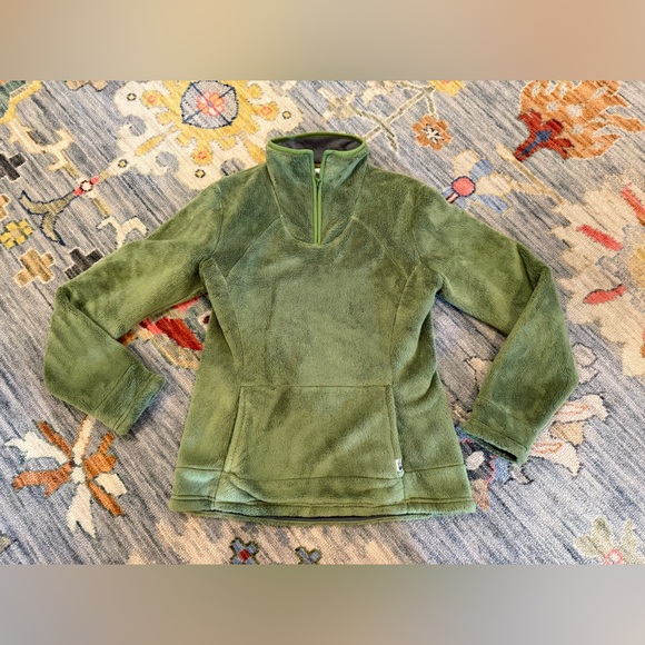 TNF The North Face Women's 1/2 Zip Fur Fleece Jacket Green Sz Medium M - Picture 1 of 5